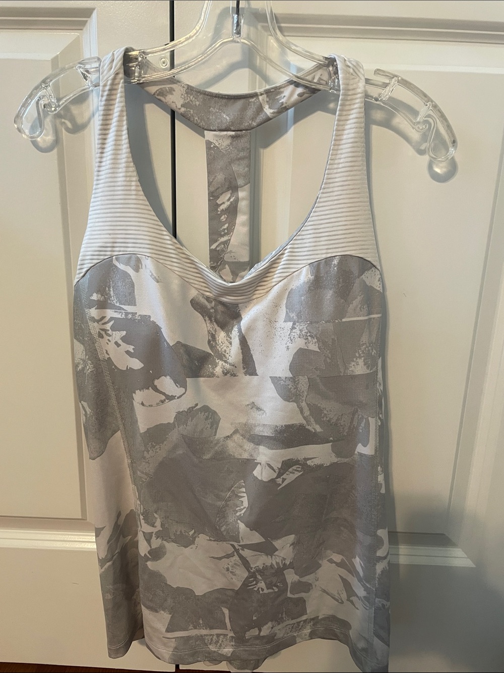 Lucy Gray and White Patterned Racerback Tank Top